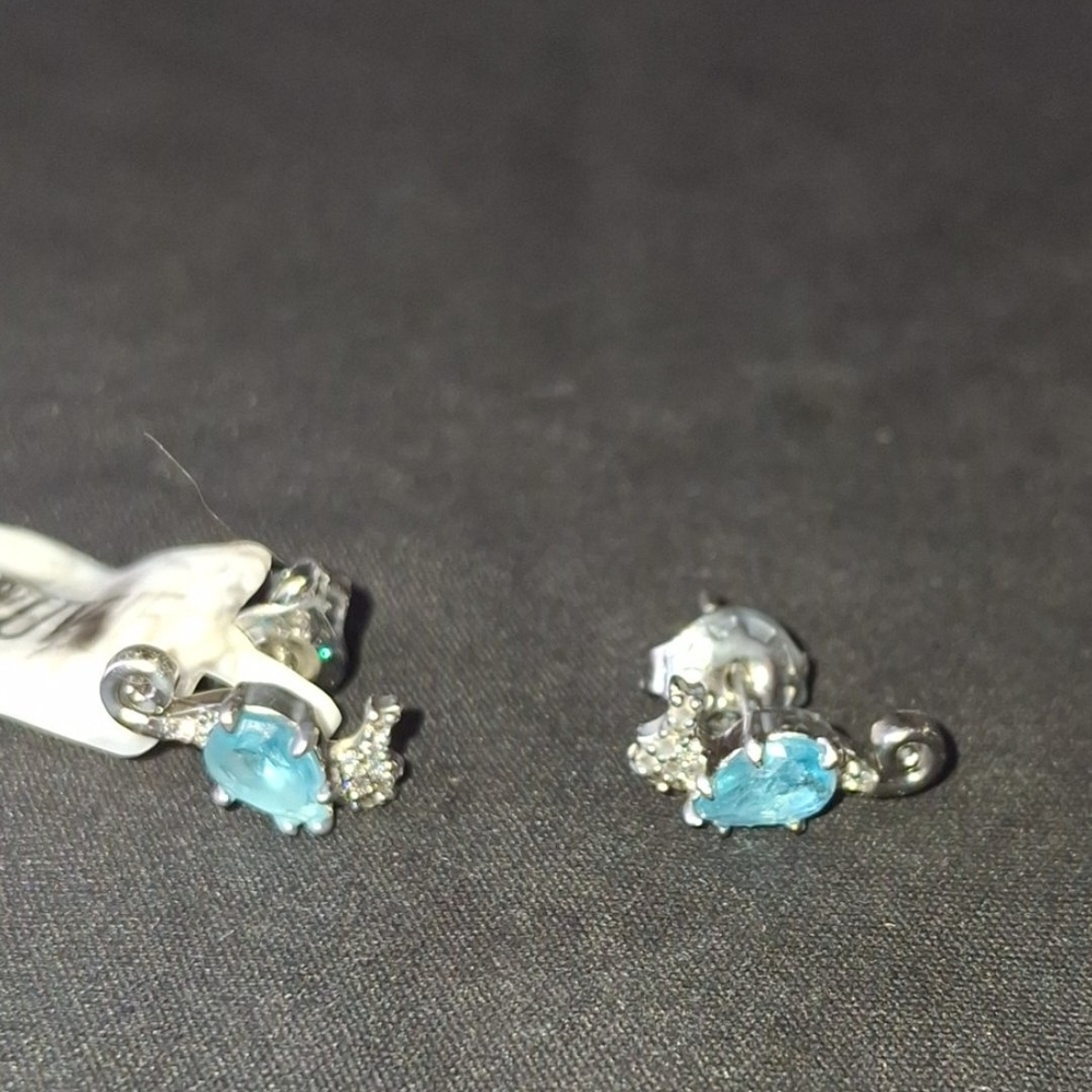 🍃 3 For 36 - NWT - Chic Silver and Baby Blue Gemstone Earrings